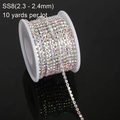 Rotolo di catena di strass AB SS8 2,4mm bordo in cristallo per abbigliamento DIY 10 yard - SS8 (2.3-2.4mm) / Strass Cristallo AB Argento