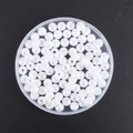 DIY colorful iridescent white acrylic pearl beads in a clear round storage box - 8mm / 50 Pcs/Pack / Solid White AB