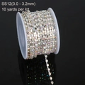Catena di strass Crystal AB SS12 su rotolo, 10 yards per decorazioni fai-da-te - SS12 (3.0-3.2mm) / Strass Cristallo AB Argento