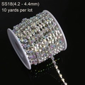 Catena di strass AB SS18 con base argentata su bobina da 10 yard per moda fai-da-te - SS18 (4.2-4.4mm) / Strass Cristallo AB Argento