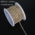 Catena di strass SS8 placcata oro con cristalli chiari da 2,3-2,4mm per creazioni DIY - SS8 (2.3-2.4mm) / Oro Zirconia Trasparente