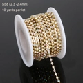 Catena a griffe dorata con strass AB SS8 2,3mm, rotolo da 10 yard per gioielli - SS8 (2.3-2.4mm) / Strass Cristallo AB Oro