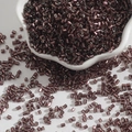 Metallic purple bugle beads in white porcelain bowl for handmade jewelry DIY projects - 2mm (15g/Pack) / Deep purple
