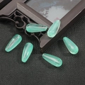 Set of 6 light green translucent teardrop glass beads for DIY hair accessory making - Green