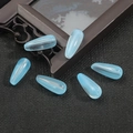 Light blue teardrop glass beads with central hole for handmade jewelry DIY crafting - Blue