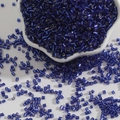 Deep blue metallic bugle beads for DIY embroidery and jewelry making in white bowl - 2mm (15g/Pack) / Sapphire Blue
