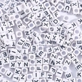 DIY acrylic alphabet cubes with black capital letters for educational jewelry making - 6x6mm (3.5mm Hole) 100 Pieces/Pack / 26 Mixed Letters