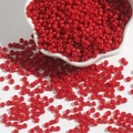 Vibrant red glass seed beads for DIY jewelry making spilling from a white ceramic bowl - 3mm (15g/Pack, Approx. 500pcs) / Dark Red