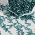 DIY jewelry bugle beads in aqua blue finish for embroidery and dress decorations - Size 3 Bugle 2x7mm / Peacock Blue