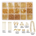 Gouden DIY sieraden maken set in 15-vaks opbergdoos met karabijnsluitingen en pinnen - Goud