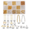 DIY sieraden maken set met kreeftsluitingen en pinnen in een 15-vaks opbergdoos - Goud En Zilver