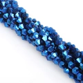 Deep blue 6mm bicone crystal beads with metallic finish for DIY jewelry making - 6mm 1 String/Pack (Approx. 40-45 Beads) / Plated Blue