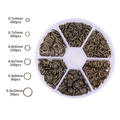 DIY jewelry making kit featuring bronze open jump rings in a six-grid plastic storage box - 1 Set / Bronze