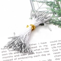 Étamine de fleur artificielle blanche et argentée pour accessoires de cheveux faits à main - Étamines de Fleurs Nacrées / 1mm (Longueur 60mm) 90 Pièces/Paquet / Argent