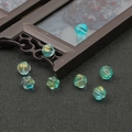 Teal glass pumpkin and flower beads with gold glitter for DIY jewelry making - 8mm / 10 Pieces Pack / Lake Blue With Gold Powder