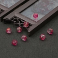 Pink translucent pumpkin-shaped glass beads with spiral texture for DIY jewelry making - 8mm / 10pcs/Pack / Rose Red With Gold Powder