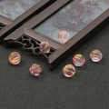 Pink pumpkin-shaped glass beads with gold foil for DIY traditional hairpins - 10mm / 10pcs/Pack / Pink With Gold Powder