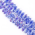 Blue and purple faceted marquise crystal glass beads with AB rainbow coating for jewelry - 6×12mm 50 Pcs/Pack / Medium Blue AB