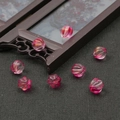 Handmade 8-10mm rose red pumpkin shaped glass beads for DIY jewelry with spiral texture - 10mm / 10pcs/Pack / Rose Red With Gold Powder