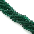 Emerald green faceted bicone glass beads for DIY jewelry making and craft projects - 3mm (Aperture approx. 0.9mm, approx. 110-115 pcs/strand) / Peacock Green
