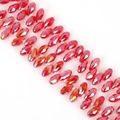 Faceted red glass teardrop beads with iridescent AB coating for DIY jewelry making - 6×12mm 50 Pcs/Pack / Red AB