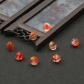 Translucent orange pumpkin-shaped glass beads with gold-painted ribs for jewelry - 10mm / 10pcs/Pack / Orange Red With Gold Powder