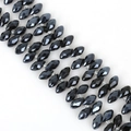 Faceted black marquise crystal glass beads with transparent spacers for jewelry making - 6×12mm 50 Pcs/Pack / Gun Black Plated