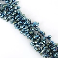 Faceted iridescent dark blue AB coated teardrop glass crystal beads for DIY jewelry making - 6×12mm 50 Pcs/Pack / Blue Plated