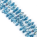 Dark blue faceted marquise crystal beads with iridescent coating for DIY jewelry making - 6×12mm 50 Pcs/Pack / Peacock Blue AB