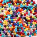 Perles rondes en acrylique poli aux couleurs mélangées pour bijoux et artisanat - 6mm 50g/Paquet (Environ 440 Pièces) / Couleurs mélangées foncées