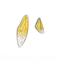 DIY handmade resin gradient yellow fairy wings with gold foil for jewelry making - 2 Pieces/Pack (Mixed Sizes: 16x50mm & 11x25mm) / Transparent Yellow Gold Foil