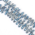 Faceted olive-shaped grey-blue crystal glass beads for DIY jewelry making - 6×12mm 50 Pcs/Pack / Plated Ink Blue