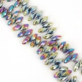 Faceted marquise glass beads with iridescent metallic finish for DIY jewelry making - 6×12mm 50 Pcs/Pack / Colorful Plated