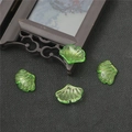 Green translucent ginkgo leaf glass beads for DIY handmade hairpins and jewelry - Ginkgo Leaf Style / 15x20mm (10 Pieces/Pack) / Grass Green Gold Powder