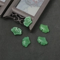 DIY jewelry 2mm emerald green glass ginkgo leaf loose beads for vintage hairpins - Synthetic Dark Green Jade