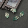 Green gradient leaf-shaped glass beads with gold glitter for DIY hair pins - Peacock Green Gold Powder