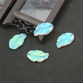 Irridescent leaf-shaped glass beads with carved veins for DIY hairpins and jewelry making - Imported Colorful