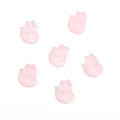 Set of 6 pink translucent glass fox charms for traditional DIY hair accessories - 10pcs/Pack / Jelly Pink