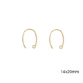 Crochets d'oreilles en laiton doré 14x20mm avec anneau fermé pour bijoux DIY - Design No.8