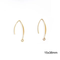 Crochets d'oreilles en V plaqués or 18K avec boucle pour création bijoux DIY 15x38mm - Design No.9