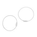 Two pack of durable stainless steel wire keychains with secure knurled screw locks - White