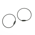Two-piece matte black wire cable keychains with textured screw lock connectors - Black