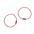 Two red PVC coated stainless steel wire keychains with secure screw lock connectors - Red