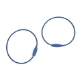 Two dark blue color coated stainless steel wire keychains with threaded connectors - 2 Pieces/Pack (50mm Diameter) / Sapphire Blue