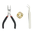 Set de tres herramientas para joyería con alicates planos, abridor de anillos y pinzas finas - Alicates de Punta Fina + Pinzas + Juego de Herramientas para Anillas