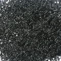 Polished black glass bugle beads for handmade jewelry DIY and apparel sewing - 2x6mm (10g/Pack) / Black
