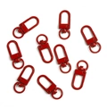 Set of nine bright red painted metal swivel lobster clasps for DIY jewelry and keychains - Red