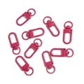 Rose pink lacquered metal lobster clasp and swivel ring for DIY jewelry making - Rose Red