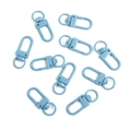 Set of ten light blue painted alloy swivel snap hooks for DIY jewelry and keychains - Lake Blue
