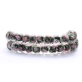 Faceted glass beads bracelet featuring internal purple flowers and gold flakes - 10 Pieces/Pack (8mm) / Black